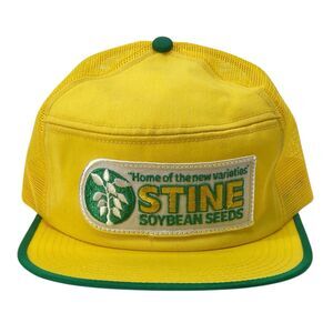 Vintage‎ K-Products Stine Soybean Seeds Mesh Back Snapback Hat Yellow Green (H6)